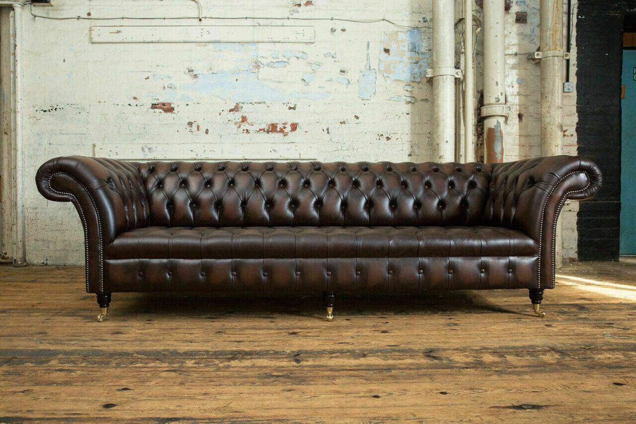 Classic Chesterfield Leather Upholstery Luxury Sofa Design Couch Sofas 4 Seater New