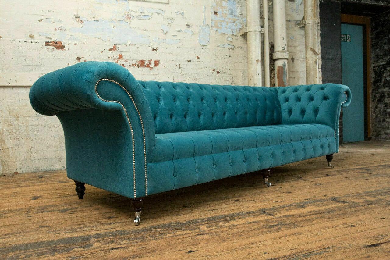 Chesterfield couch xxl large sofa couches velvet leather textile upholstery sofas turquoise