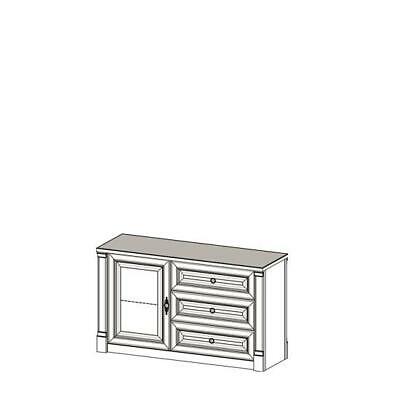Classic style made of real wooden chest of 3-sliding drawers & a swing door, model - ME-D