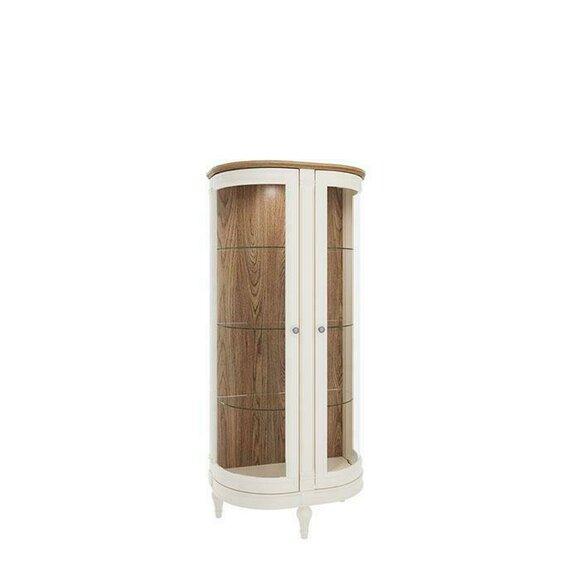 Modern style made of real wooden half-round designer showcase/cupboard with 2-sliding glass doors & shelves - model  FL-W3/4