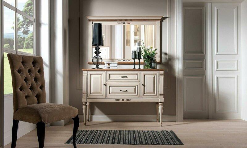 Classic style made of real wooden sideboard with 2-swing doors & 2-sliding drawers - model FL-K2A