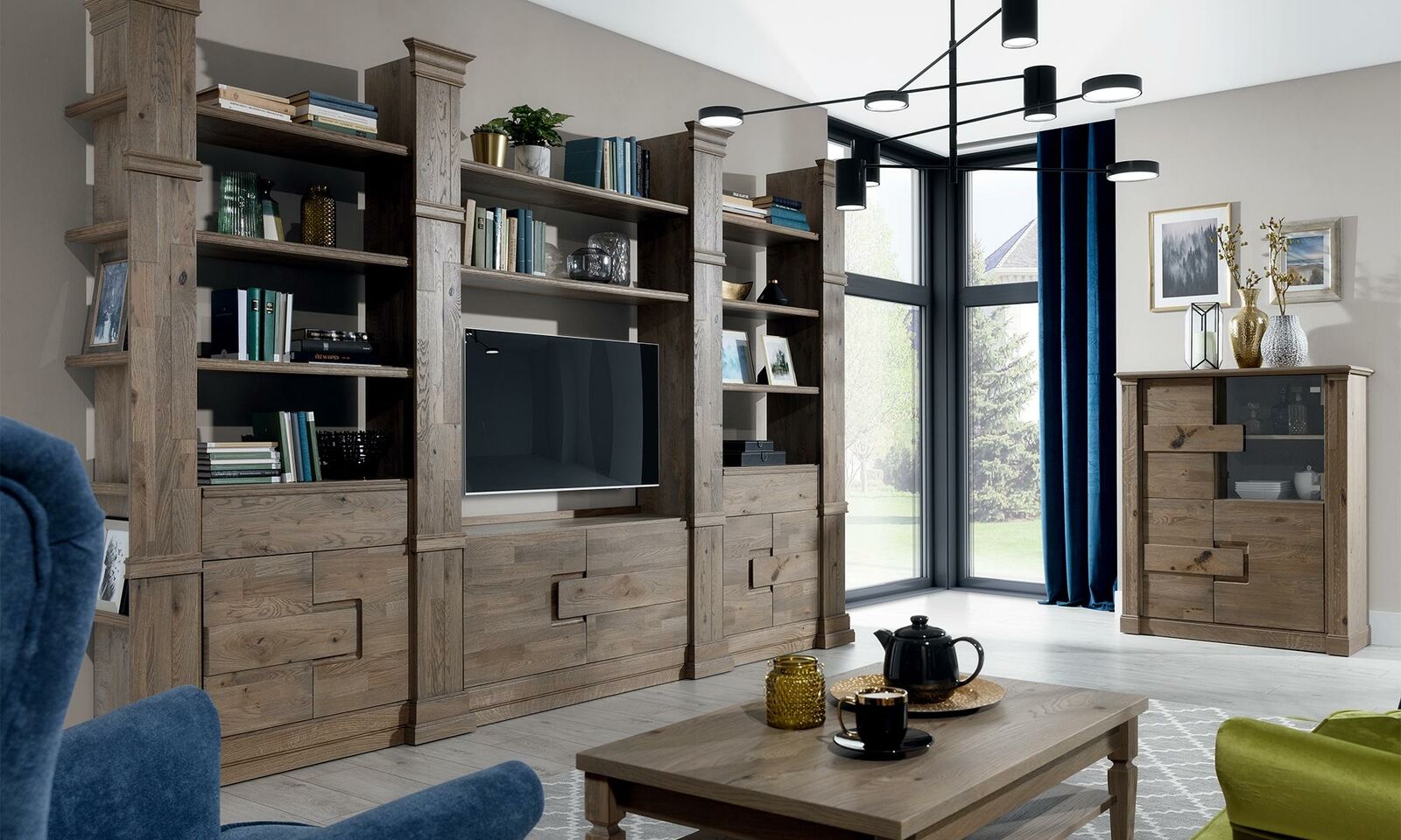 Wall unit cabinet system living room cabinet country house chest of drawers TV wall system furniture
