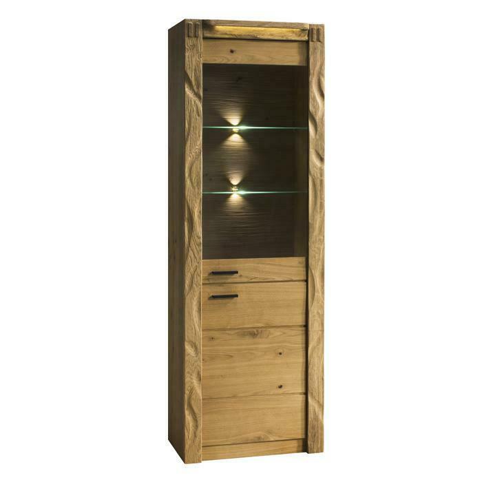 Modern style made of real wooden showcase/cupboard with swing doors & backlit glass shelves, model - F – W 1/2 L,P