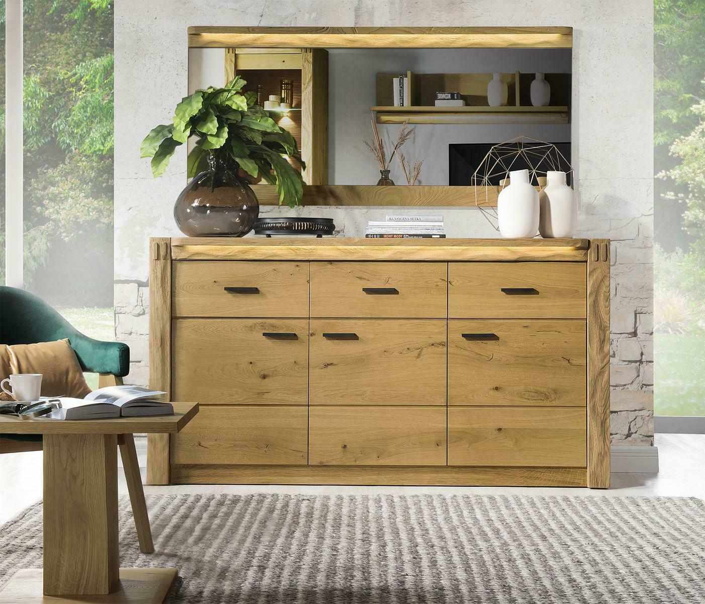 Modern style made of real wooden sideboard with swing doors & sliding drawers, model - F – K3