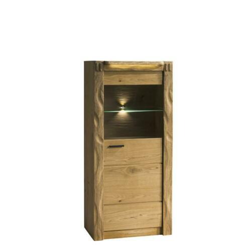 Modern style made of real wooden showcase/cupboard with a swing door & backlit glass shelves, model -  F – W 3/4 L,P