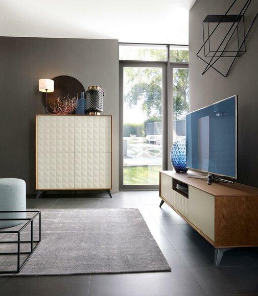 Modern style made of real wooden living room set of sideboard & TV lowboard