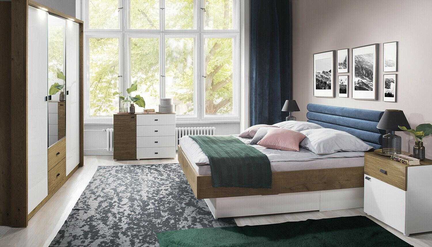 Bedroom Set Bed 2 Bedside Tables Classic Bed Frame Design Furniture 3pcs