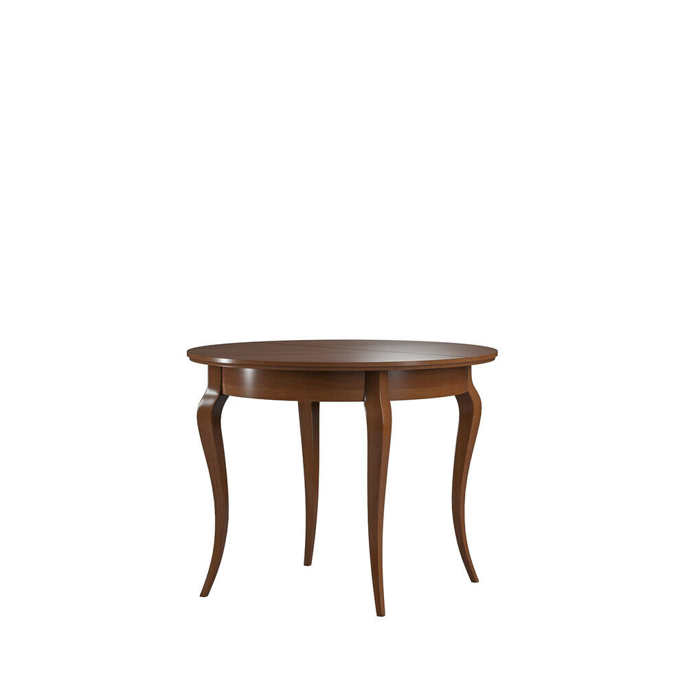 Classic style made of real wooden round rectangular extendable dining table, size 95/295cm