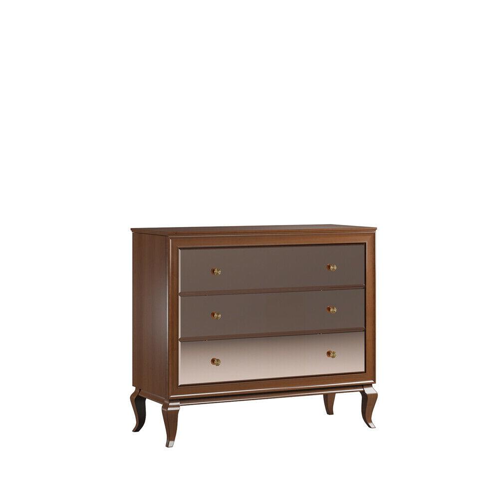 Classic style made of real wooden brown design chest of 3-sliding drawers