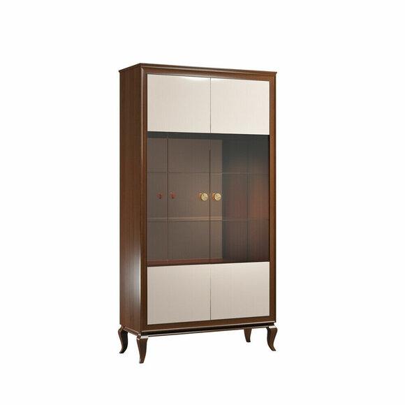 Modern style made of real wooden massive showcase with 2-glass swing doors