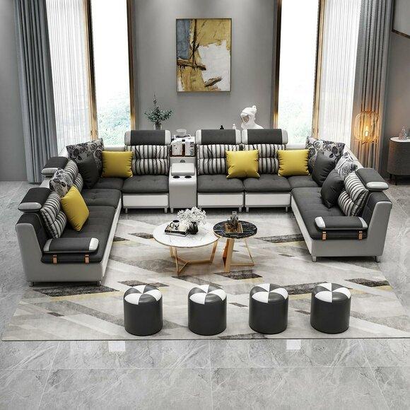 Leather Sofa Corner Sofa U Shape Modern Sofa Leather Sofa Corner Sofa Upholstery Living Landscape