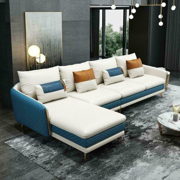 Corner Sofa L Shape Modern Sofa Leather Sofa Corner Sofa Upholstery Living Landscape Turquoise New