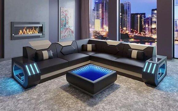 Design corner sofa corner sofa living room furniture leather upholstery couch sofa L shape + table