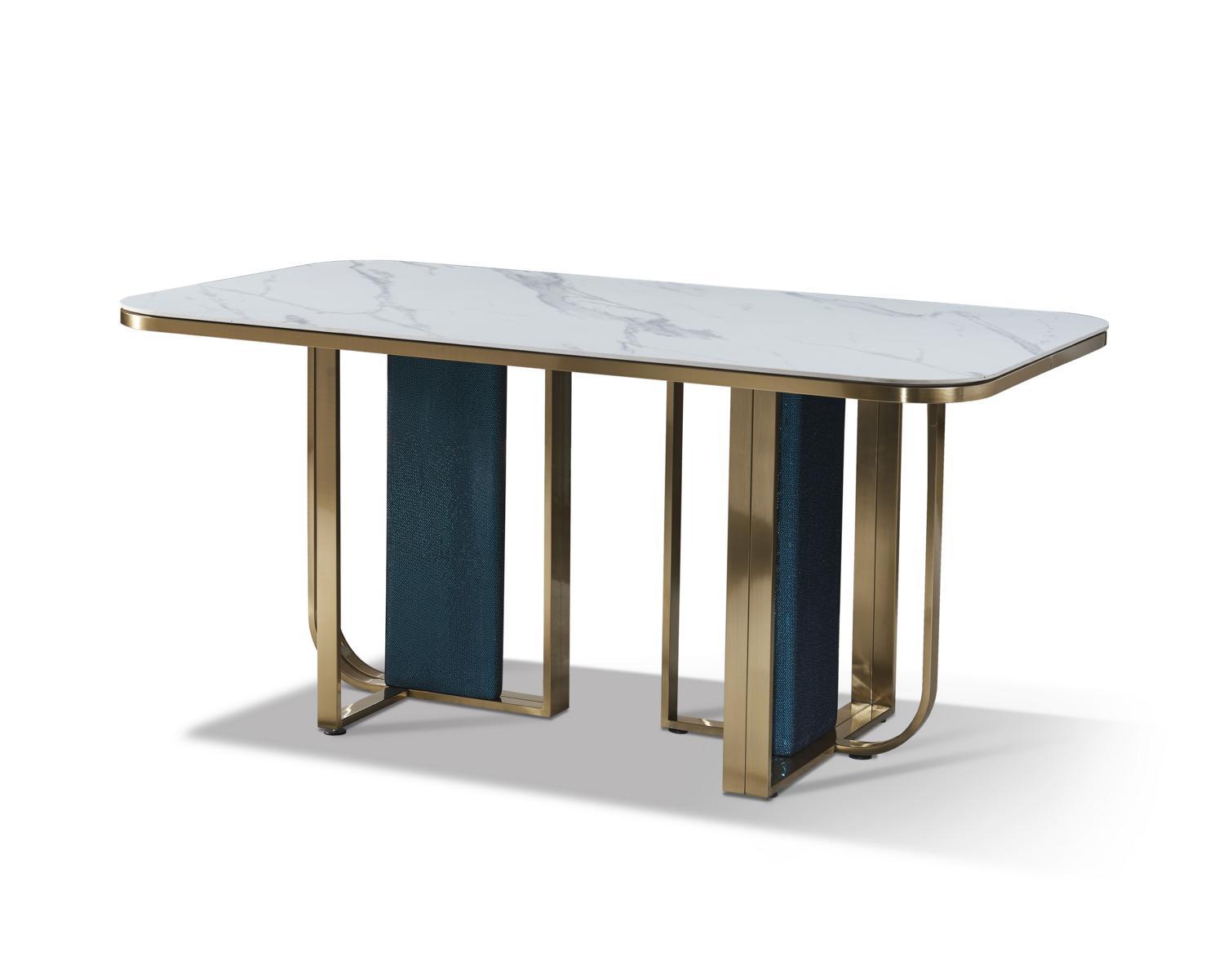 Dining table stainless steel stone tables design furniture Italian furnishings 160x90cm