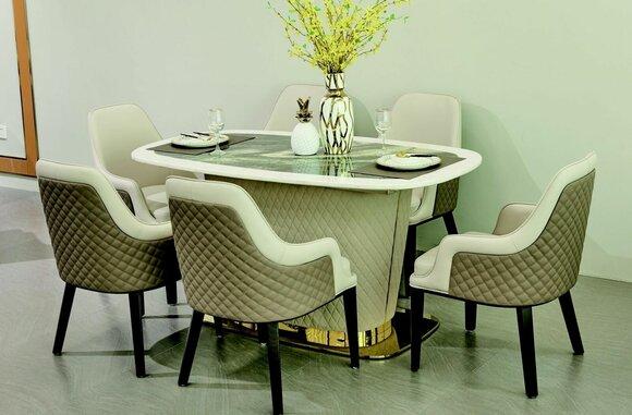 Complete set dining table + 6 chairs dining room set dining group table tables 7tlg