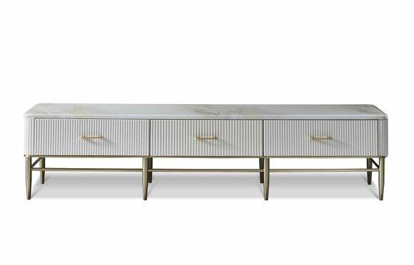 Designer Dresser Low Board Side Cabinet Living Room Shelf Metal Luxury