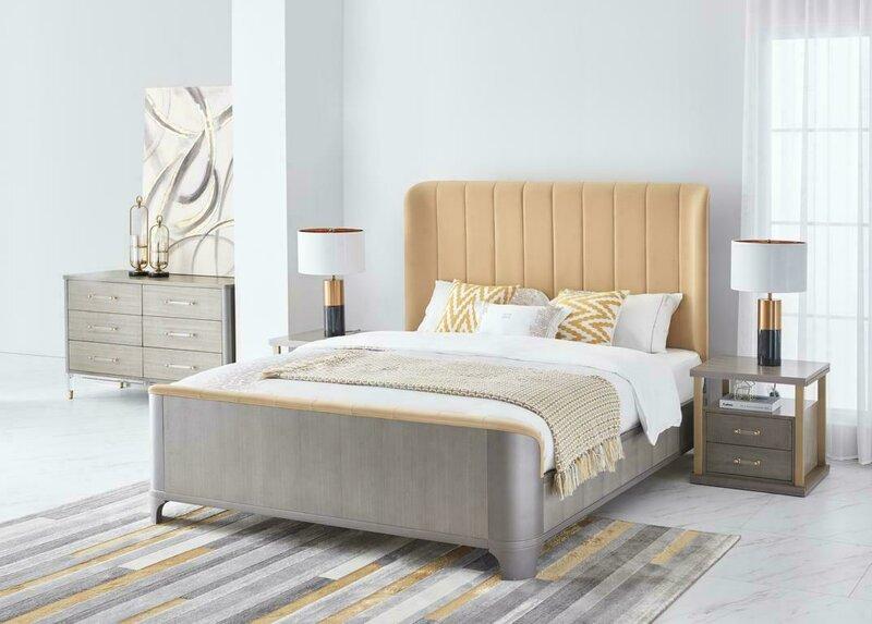 Modern massive marriage double bed leather upholstered made of real wooden frame model - MH2712-B