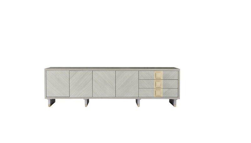 Modern style made of real wooden TV lowboard with swing doors & sliding drawers, italian furniture model - MH2736