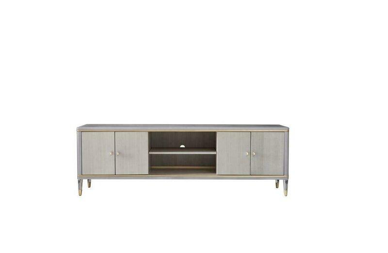 Modern style made of real wooden TV lowboard with 4-swing doors and shelves, italian furniture