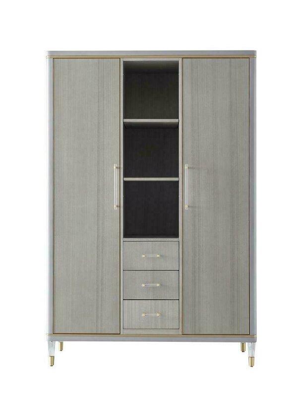 Modern style italian massive wardrobe for bedroom with swing door, sliding drawers & shelves