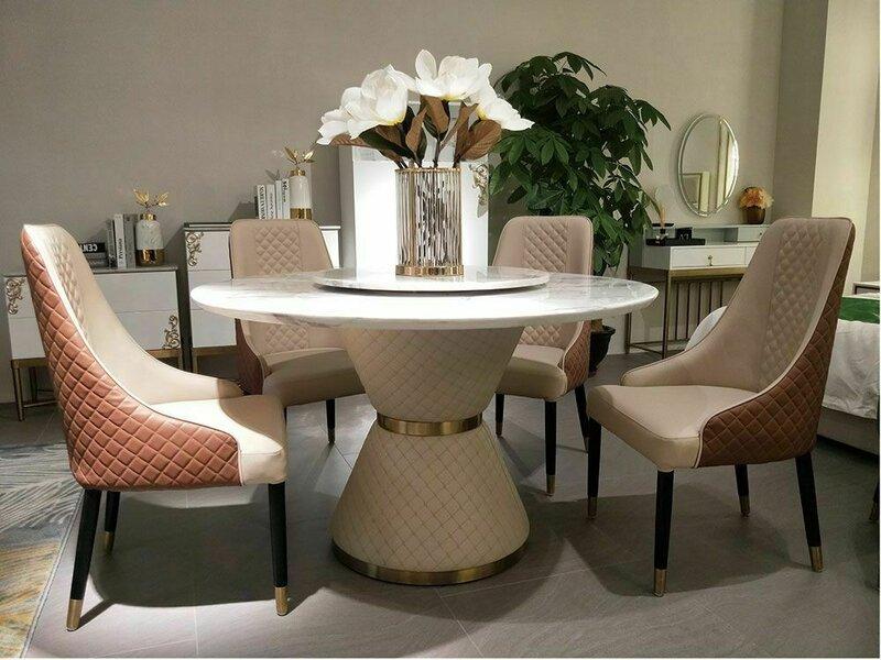 Modern style made of real wooden dining room/restaurant set of round table & 4x-chairs