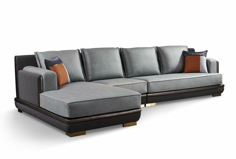 Modern style made of real wooden L-shape corner sofa, 180x200cm