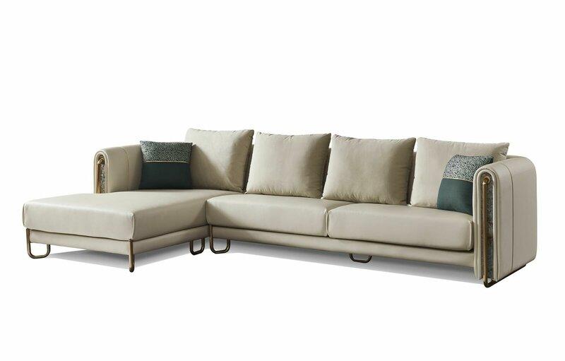 L-shape corner sofa stainless steel for living room modern style