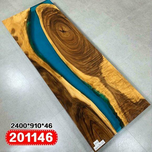 Real Wood Waterfall Table Epoxy Resin Dining Table Solid Furniture New