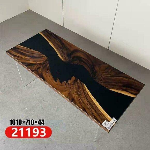 Epoxy Resin Dining Table Real Wood Solid Furniture Waterfall Epoxy Table 161x71cm