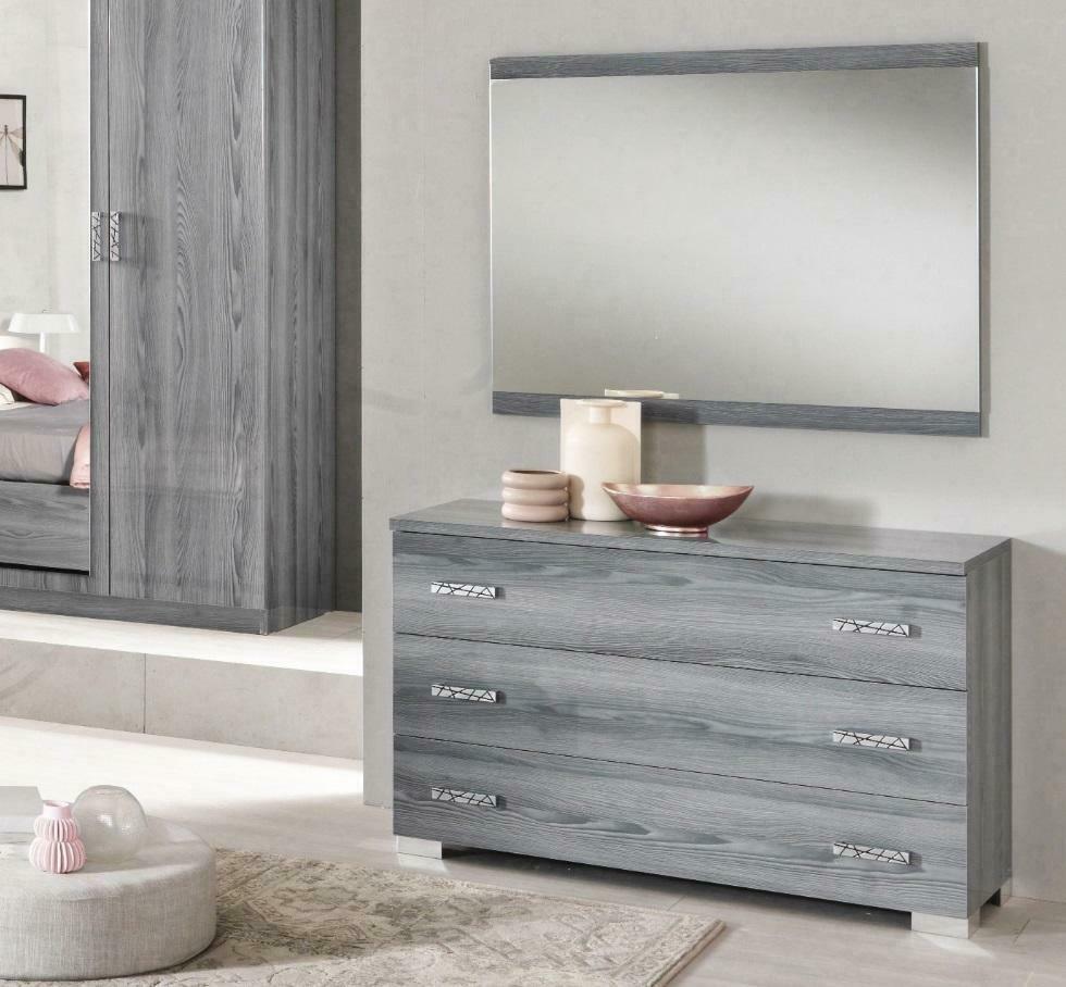 Modern style designer set of chest of 3-sliding drawers & massive mirror made of real wooden frame