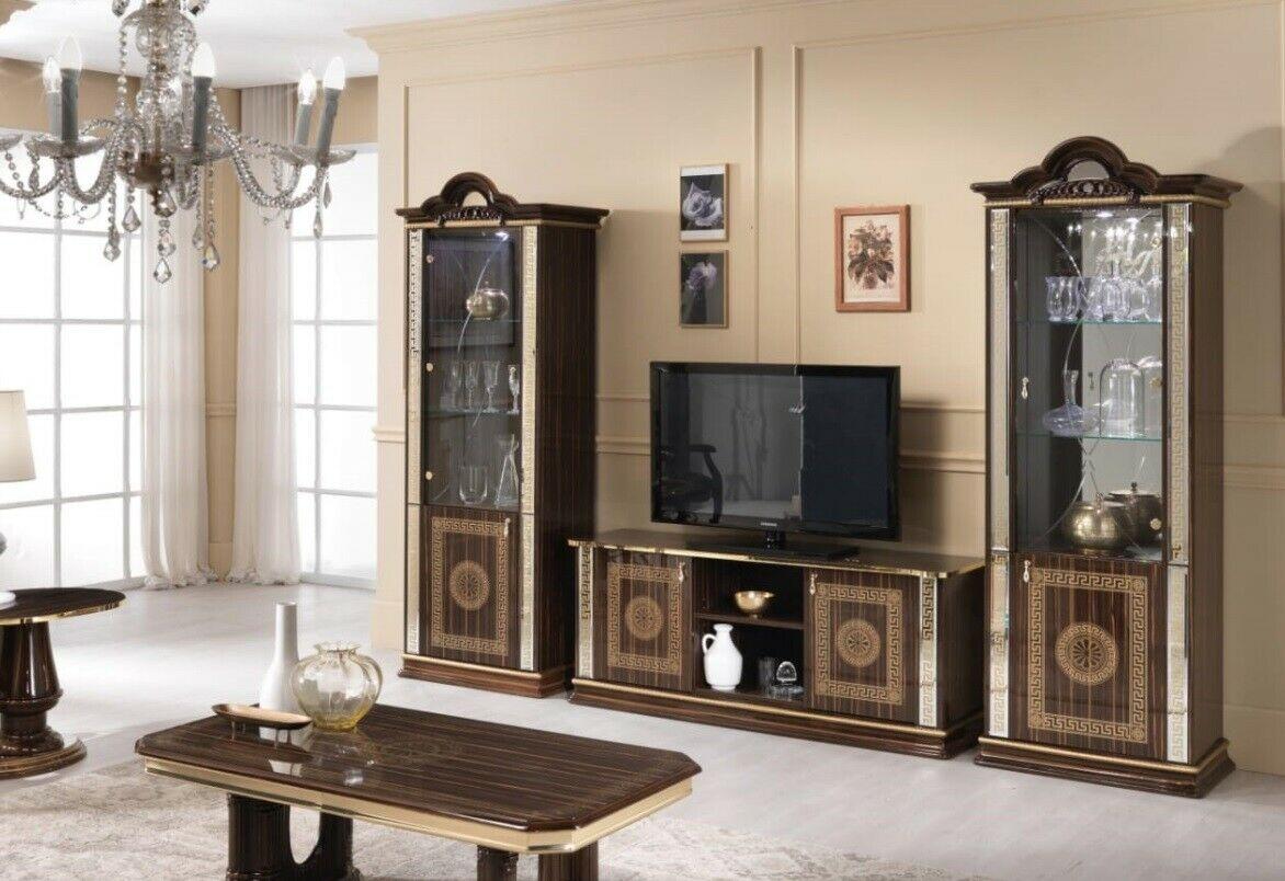 Italian living wall furniture cabinet display cabinet rtv 3pcs set luxury tv display cabinets glass