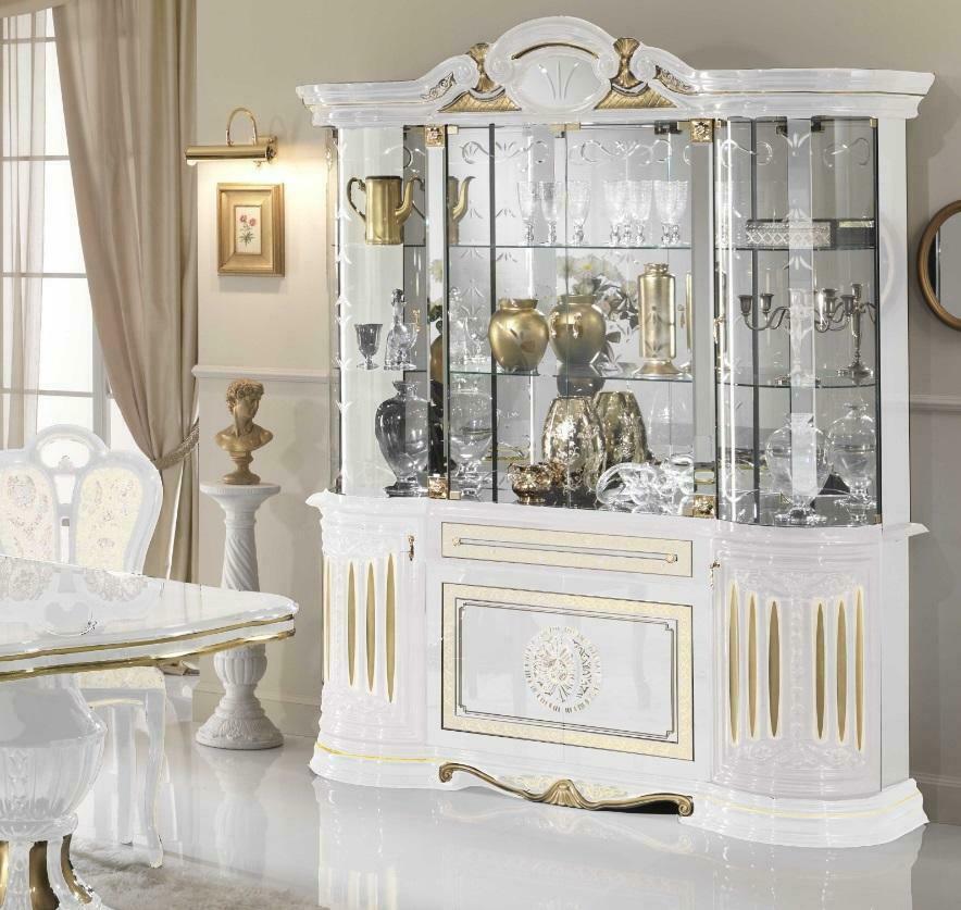 Display Cabinet Italian Furniture Living Room Cabinet White Gold Glass Display Cabinets New