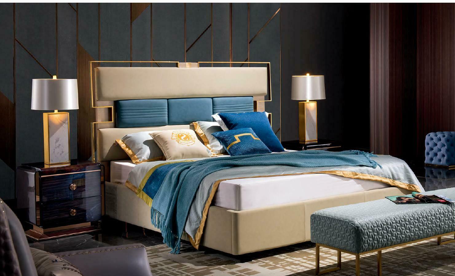 Bed, bedside table, dressing table, 6 pieces. Bedroom design, modern, luxury set of beds