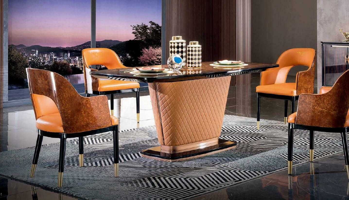 Modern style dining room set of rectangular dining table & 4x-armchairs luxury design