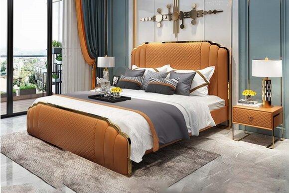 Bed upholstery design luxury double hotel beds marriage sleep room new 180x200cm