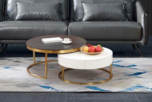 Set 2x coffee table coffee table side table designer living room table tables new 1