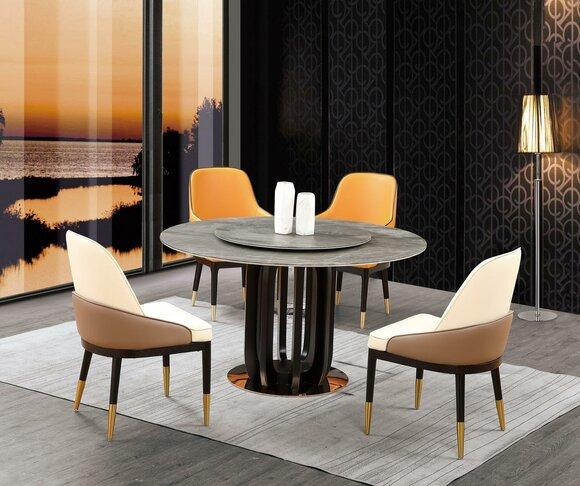 Round table luxury round tables dining room furniture columns foot stone look modern new.