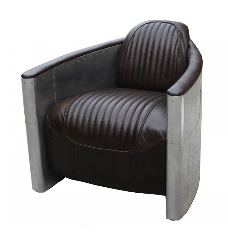 Aviator sofa armchair couch club lounge aluminum plane retro genuine leather vintage