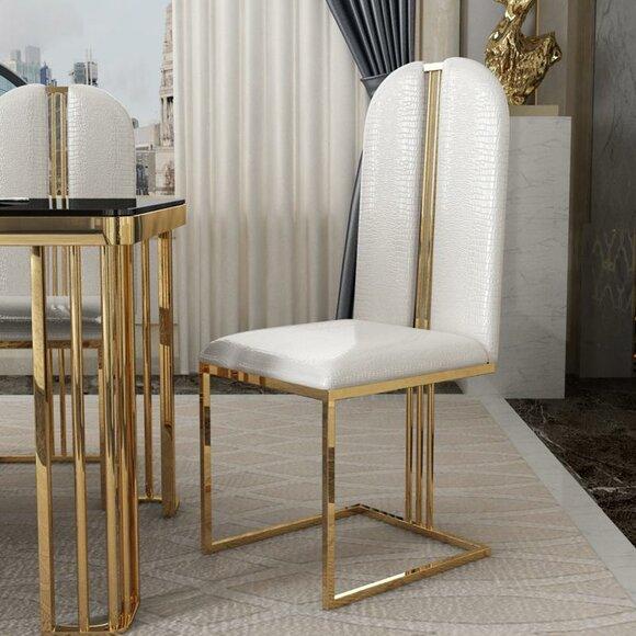 Stainless Steel Chair Dining Leather Chair Chairs Stainless Steel Designer Gold Metal 8851