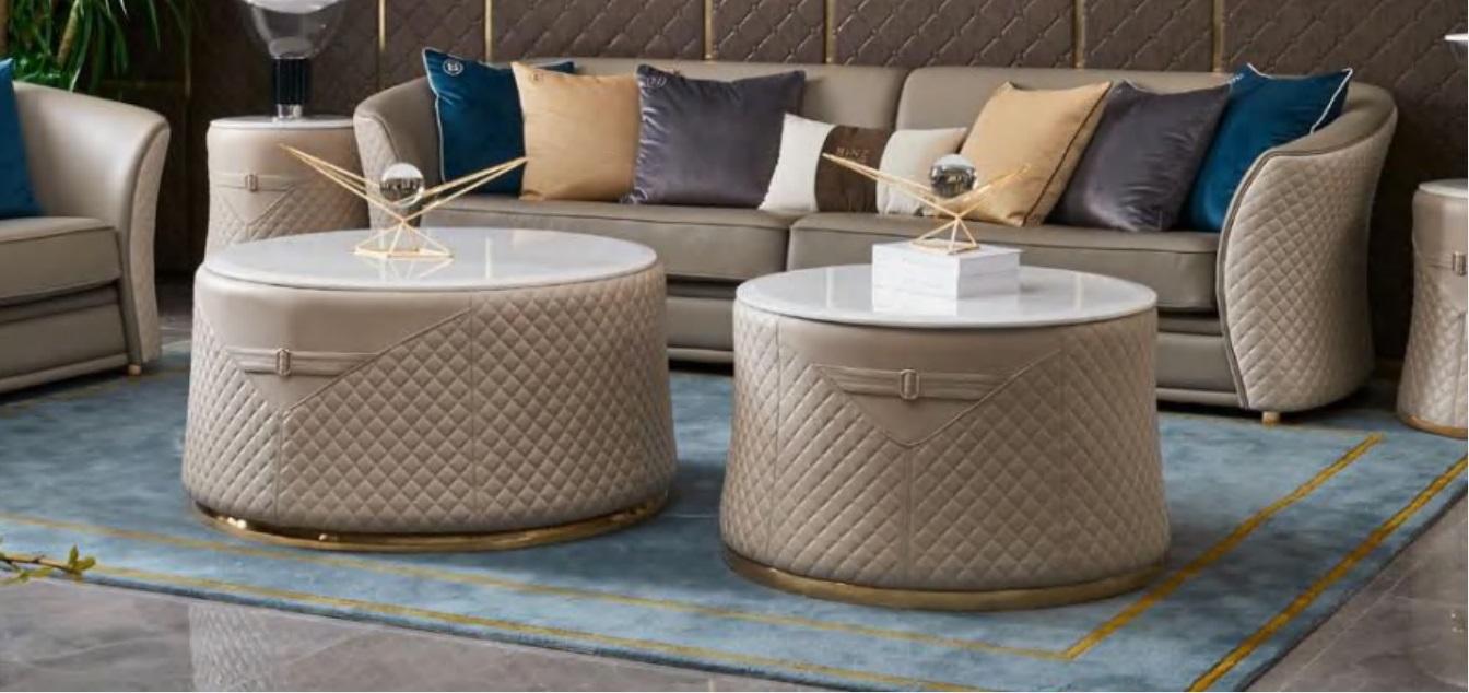 Round Set 2x Coffee Table Side Table Designer Living Room Tables New