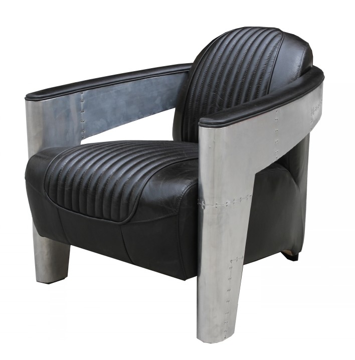 Real leather design vintage design armchair armchair TV aviator aviator plane