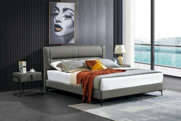 Leather bed complete bedroom bed bedside tables 3 piece set hotel sets.