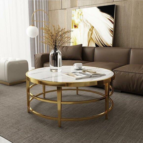 Luxury Living Room Coffee Table Stainless Steel High Gloss Tables Design Furniture New