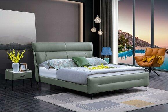 Full Bed Green Leather Bed Beds Luxury Design Bedroom Furniture 180x200