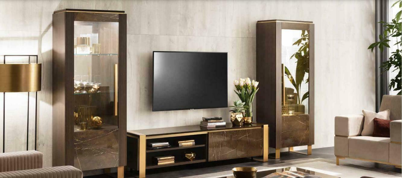 Living Room Furniture Set Designer Living Room Sideboard 2x Display Case 3pcs. New living wall