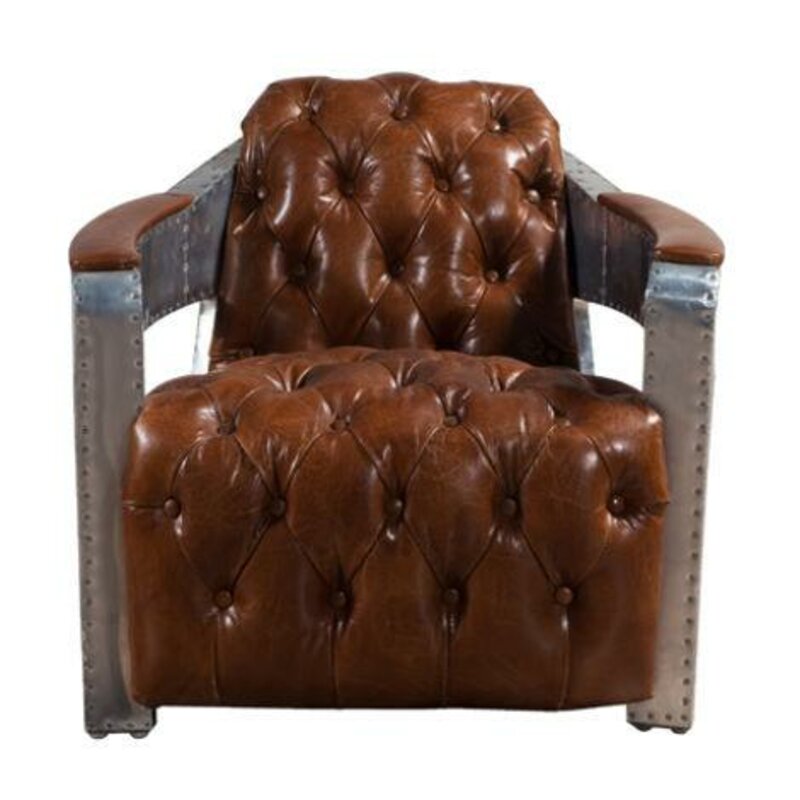 Armchair Aviator Chesterfield Shabby Vintage Chair Leather Club Lounge Design Chair