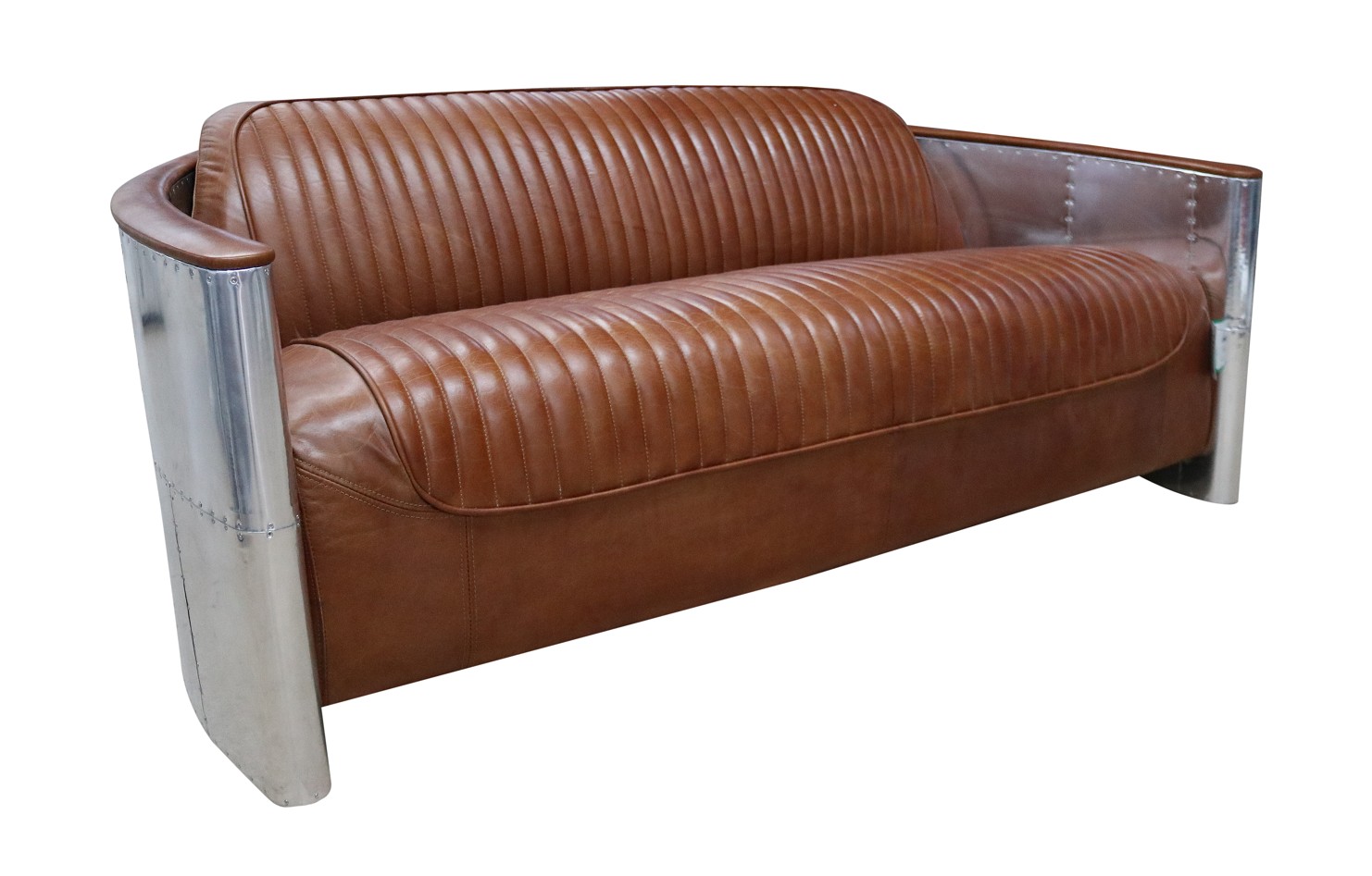 Design club 3 seater sofa leather sofa three seater vintage leather aluminum couches