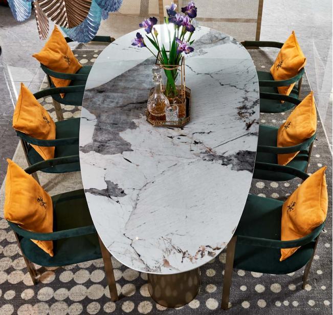 Dining Table Marble Stainless Steel New Creative Modern Design Furniture Luxury Dining Room Table