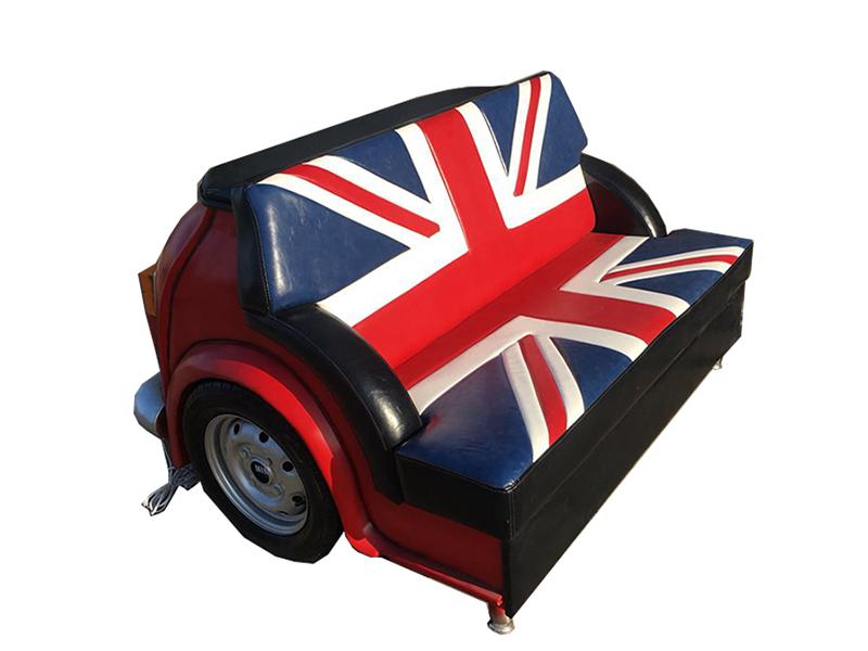 Retro Union Jack Sofa Car Furniture Garage Auto Sofa Couch Upholstery Two Seater