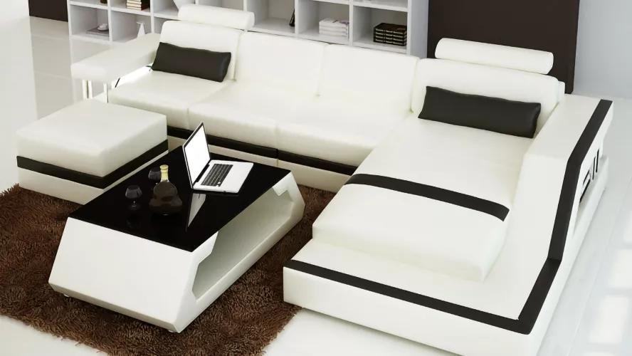 Leather sofa corner sofa L shape coffee table stool living area modern sofa 3 pieces new